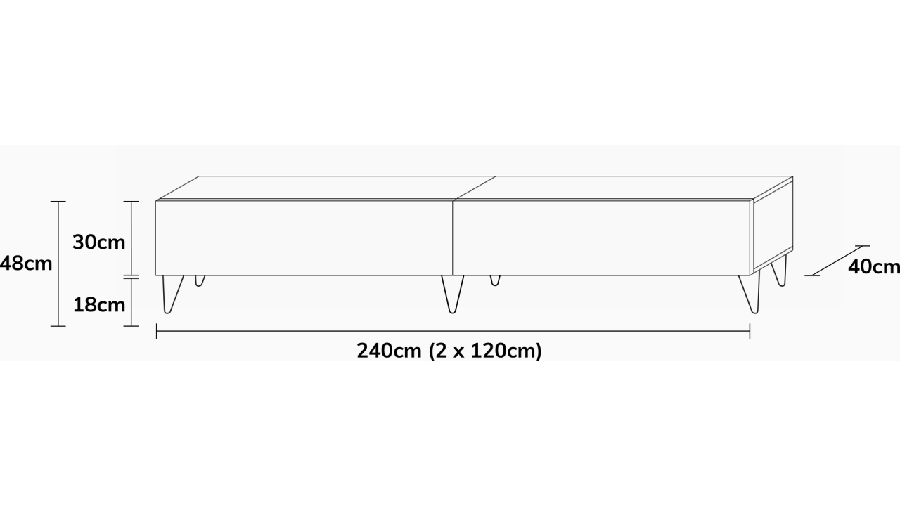 TV-Board Somero mit Füßen I 100-360cm I Wuun Living - TV-Board Somero mit Füßen I 100-360cm I