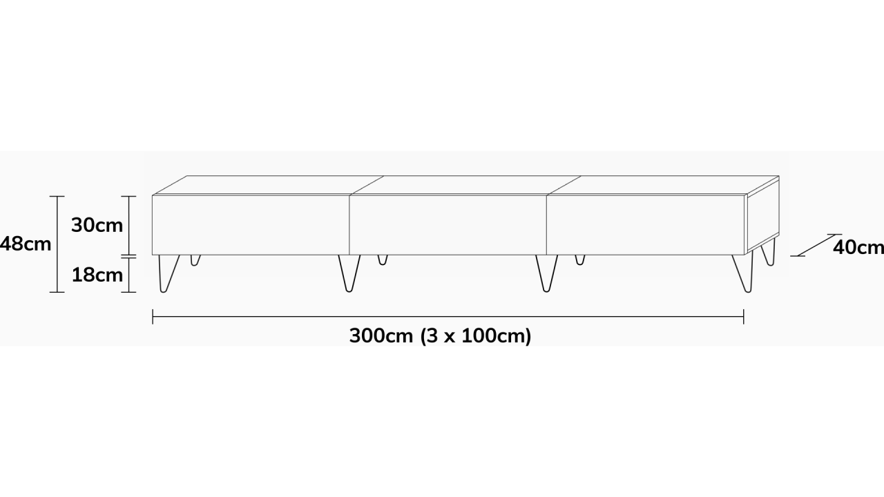 TV-Board Somero mit Füßen I 100-360cm I Wuun Living - TV-Board Somero mit Füßen I 100-360cm I