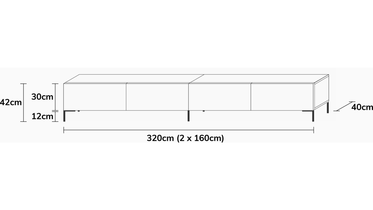 TV-Board Somero mit Füßen I 100-360cm I Wuun Living - TV-Board Somero mit Füßen I 100-360cm I