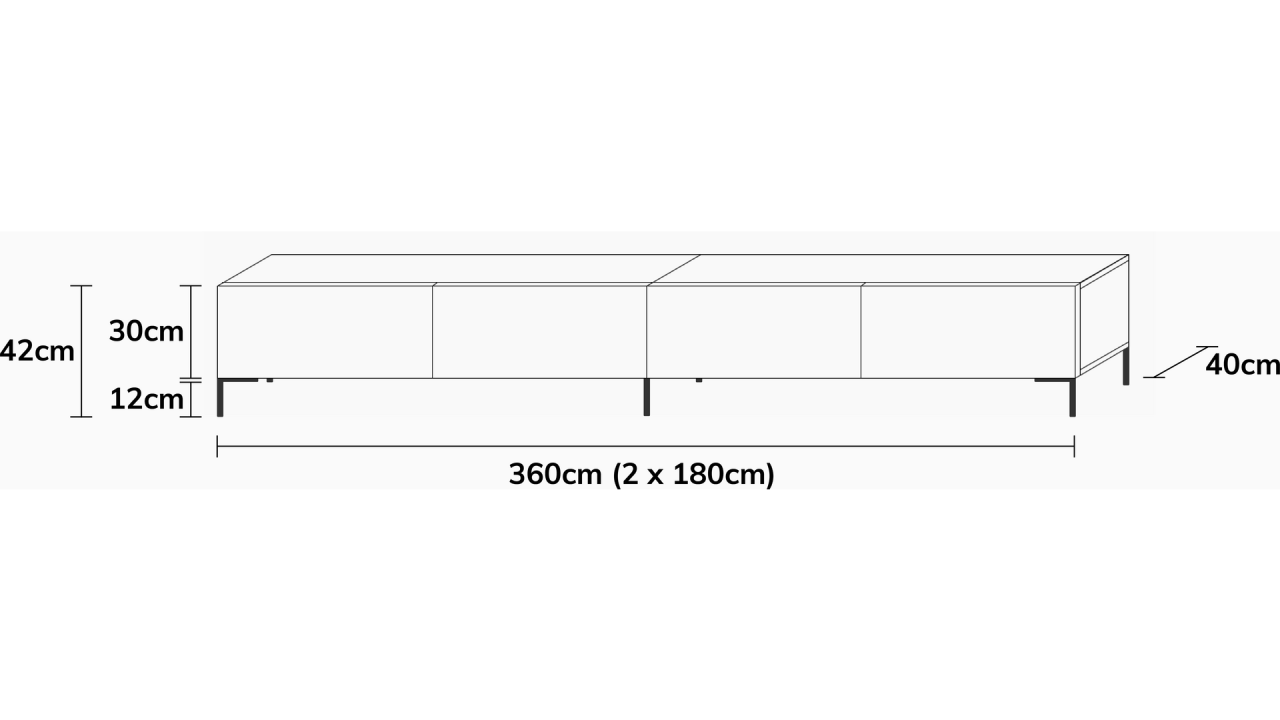TV-Board Somero mit Füßen I 100-360cm I Wuun Living - TV-Board Somero mit Füßen I 100-360cm I