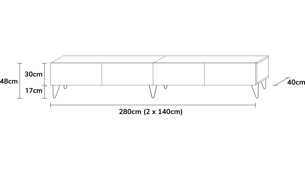 TV-Board Somero mit Füßen I 100-360cm I Wuun Living - TV-Board Somero mit Füßen I 100-360cm I
