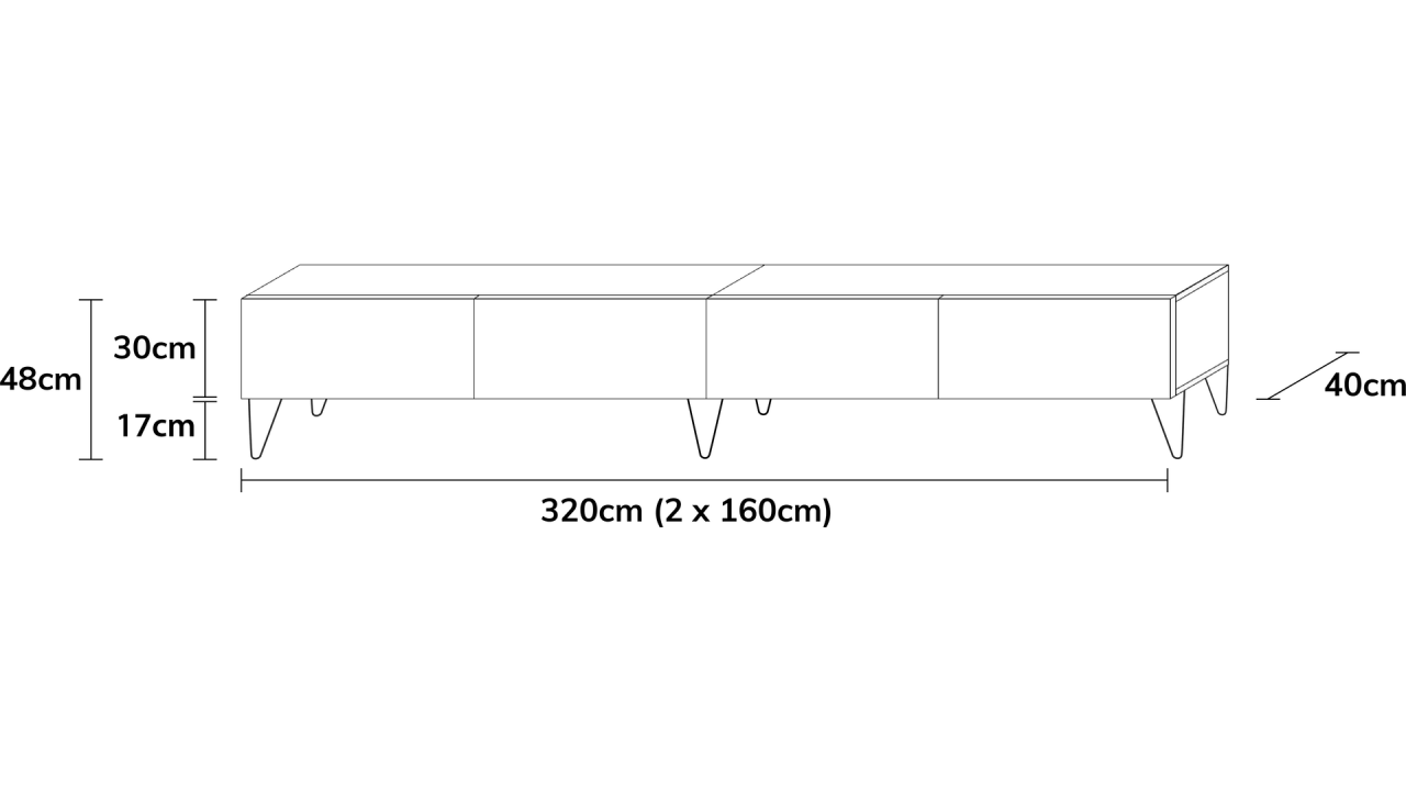 TV-Board Somero mit Füßen I 100-360cm I Wuun Living - TV-Board Somero mit Füßen I 100-360cm I