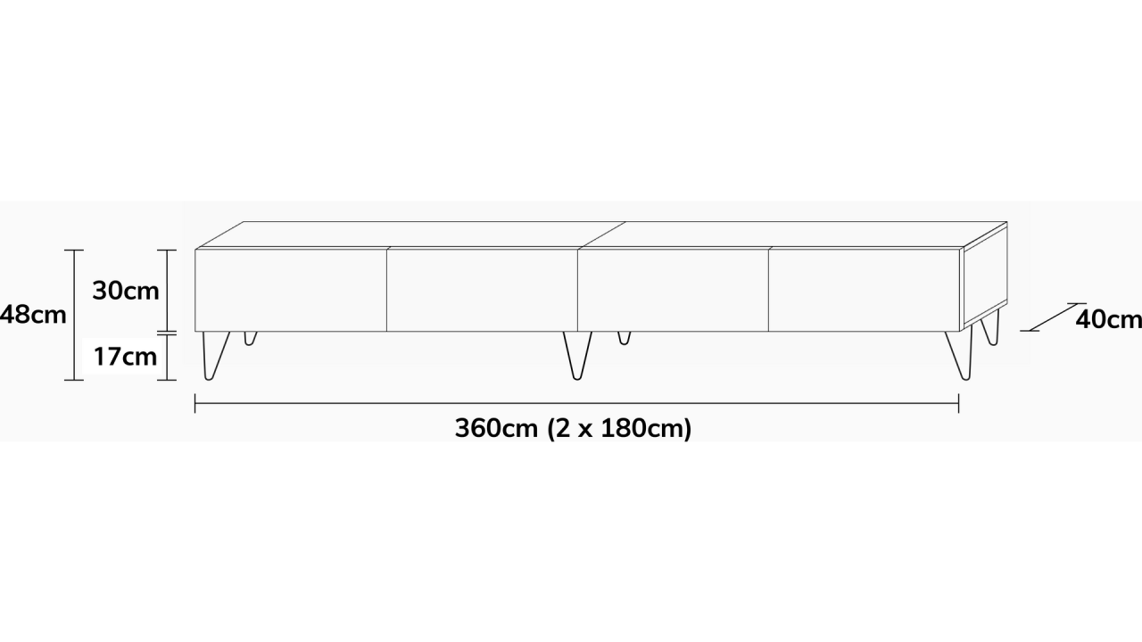TV-Board Somero mit Füßen I 100-360cm I Wuun Living - TV-Board Somero mit Füßen I 100-360cm I