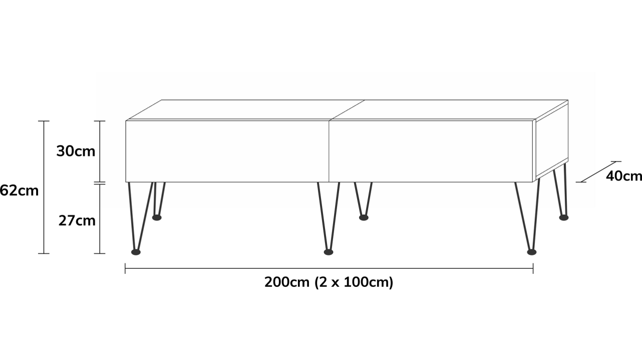 TV-Board Somero mit Füßen I 100-360cm I Wuun Living - TV-Board Somero mit Füßen I 100-360cm I