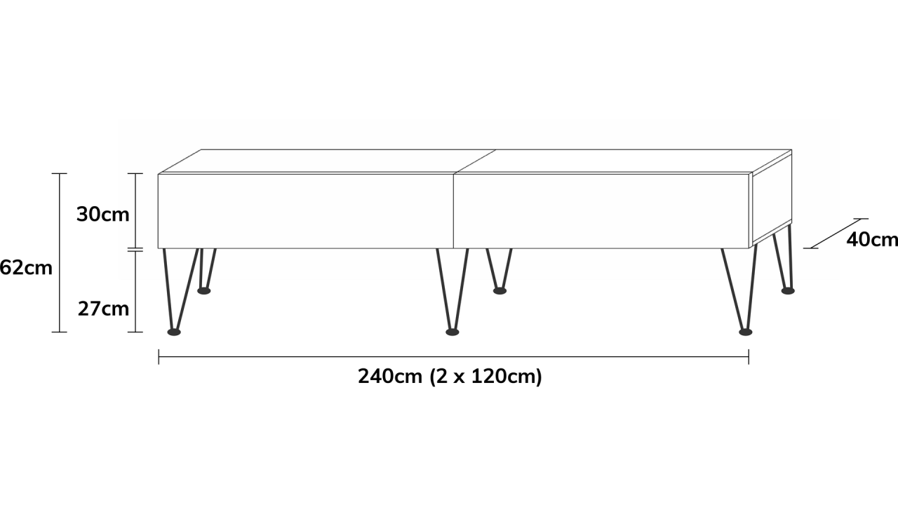 TV-Board Somero mit Füßen I 100-360cm I Wuun Living - TV-Board Somero mit Füßen I 100-360cm I