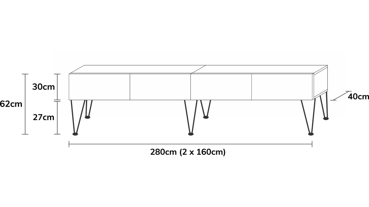 TV-Board Somero mit Füßen I 100-360cm I Wuun Living - TV-Board Somero mit Füßen I 100-360cm I