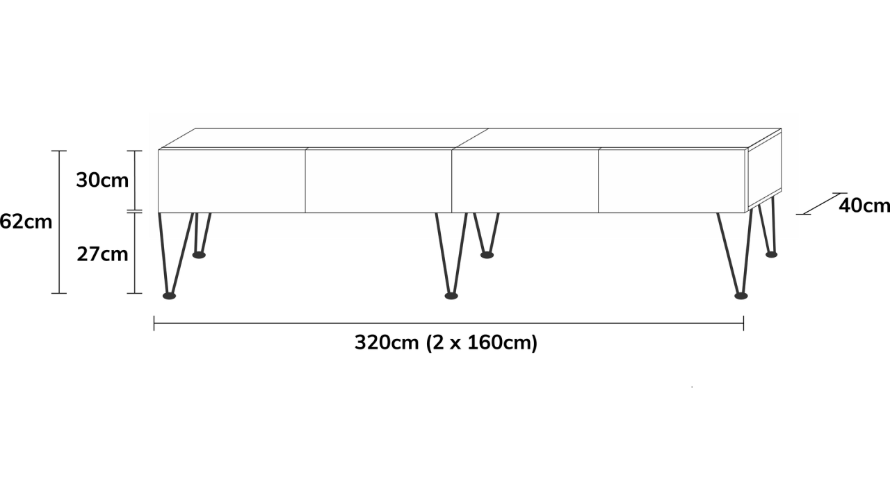 TV-Board Somero mit Füßen I 100-360cm I Wuun Living - TV-Board Somero mit Füßen I 100-360cm I