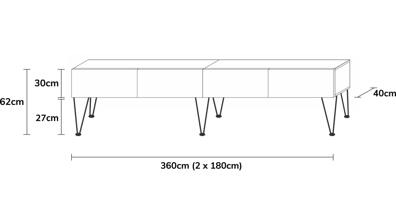 TV-Board Somero mit Füßen I 100-360cm I Wuun Living - TV-Board Somero mit Füßen I 100-360cm I