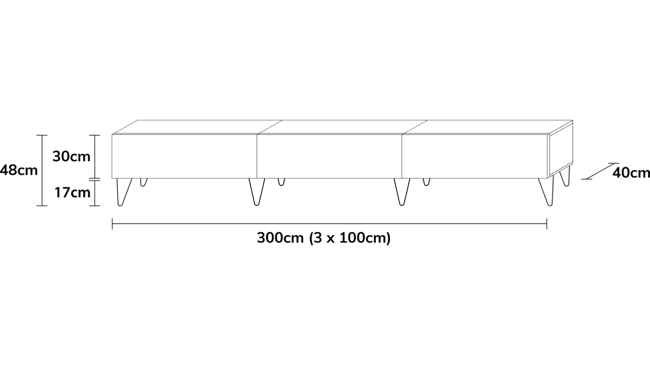 TV-Board Somero mit Füßen I 100-360cm I Wuun Living - TV-Board Somero mit Füßen I 100-360cm I