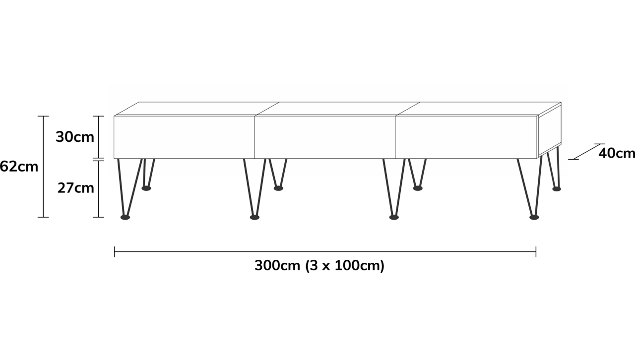TV-Board Somero mit Füßen I 100-360cm I Wuun Living - TV-Board Somero mit Füßen I 100-360cm I