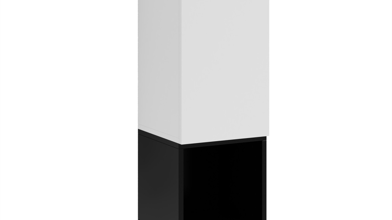 Wuun Somero Hochschrank 90cm - Länge: 90cm, Applikation: Schwarz-Matt, Korpus und Front: Weiß-Matt