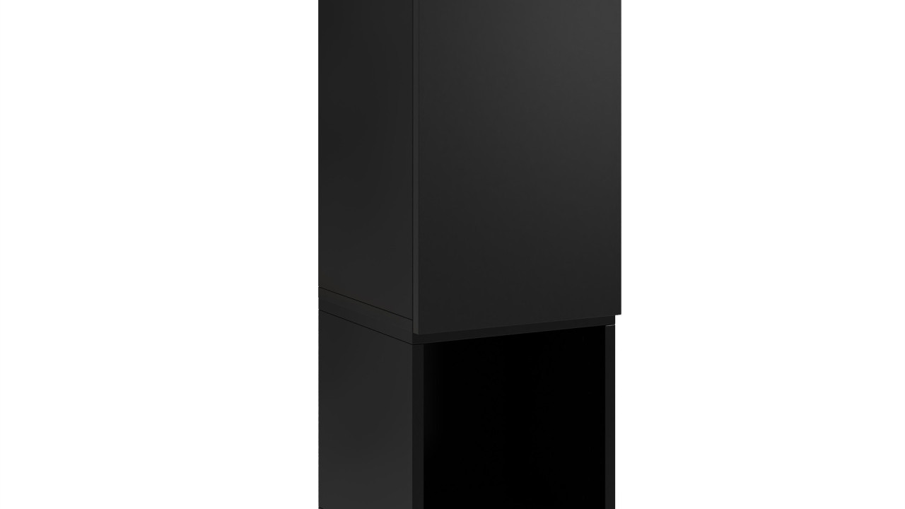 Wuun Somero Hochschrank 90cm - Länge: 90cm, Applikation: Schwarz-Matt, Korpus und Front: Schwarz-Matt