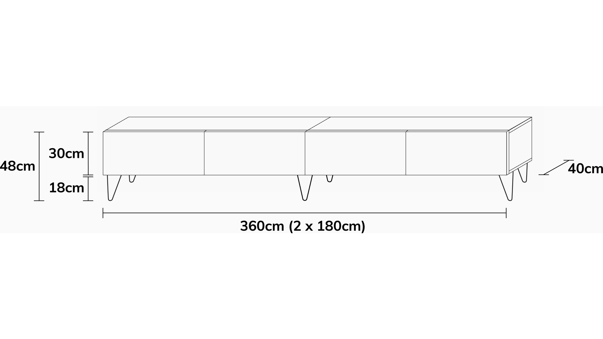 Wuun Living - TV-Board Somero mit Füßen I 100-360cm I