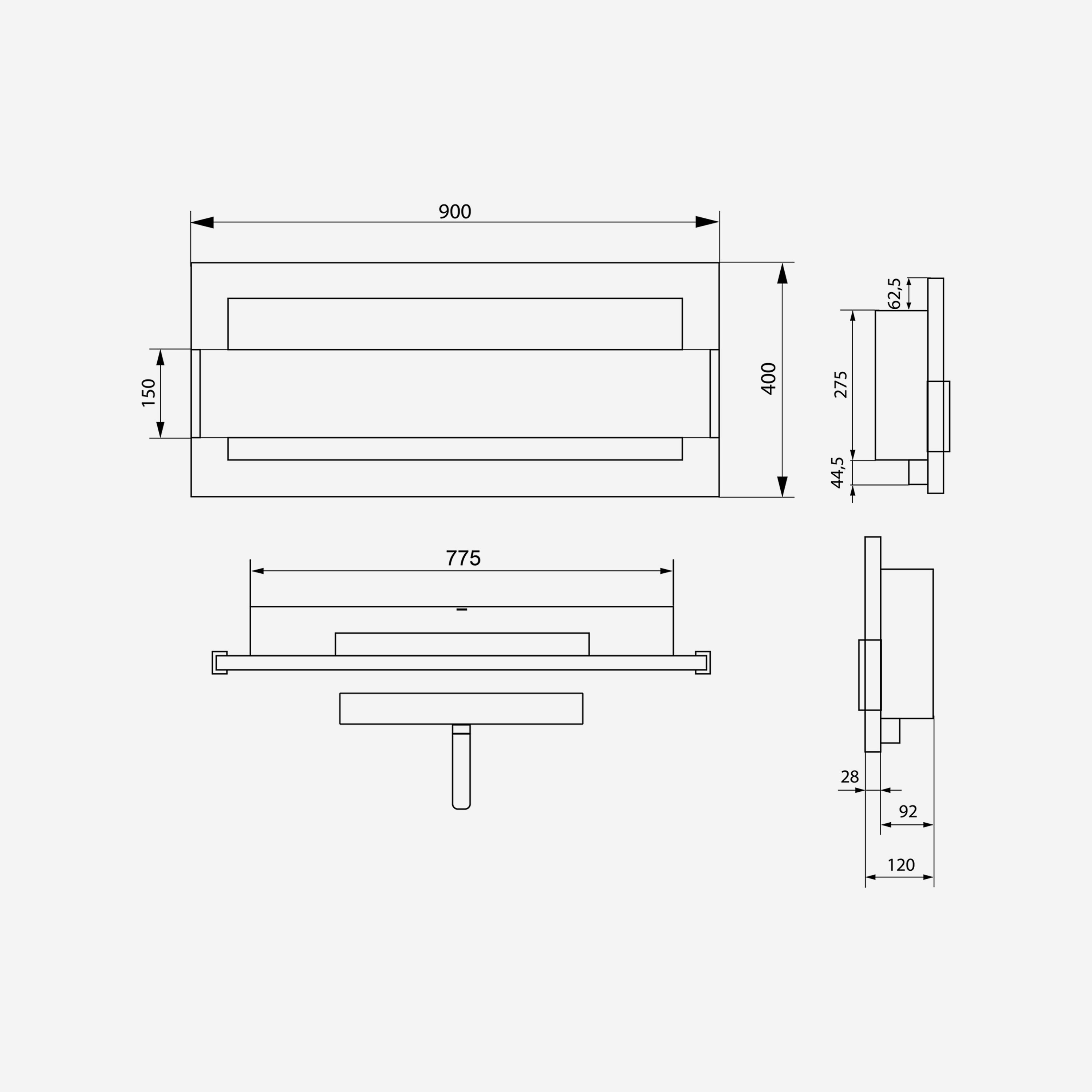 Wuun Living - Wuun® Ethanol-Kamin Wand-Kamin B90-120