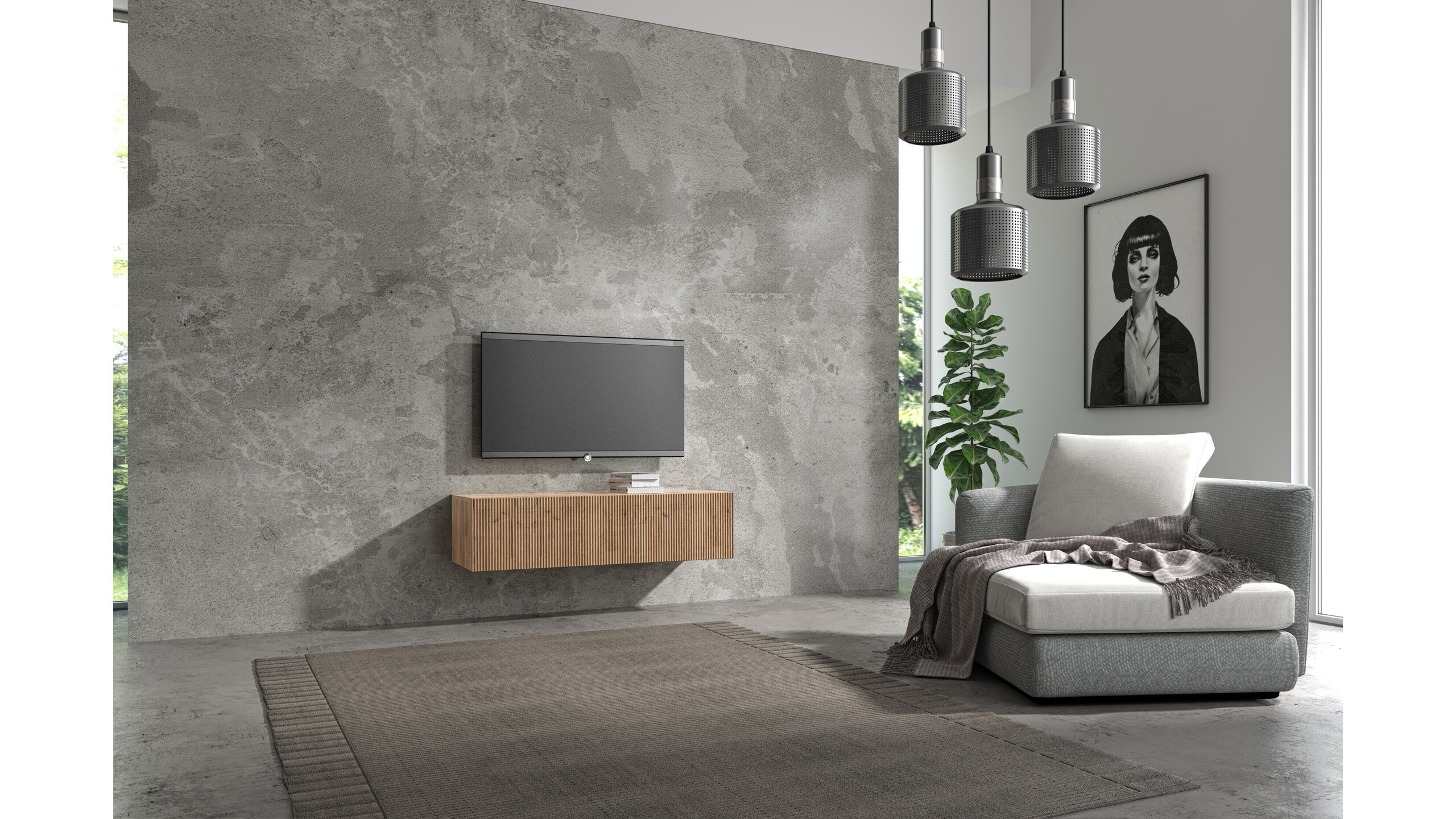 Modulares Designer Lowboard für eine flexible EinrichtungI Wuun® Somero Korpus (Select) Eiche Länge (Select) 100cm Front (Select) Eiche-Lamellen